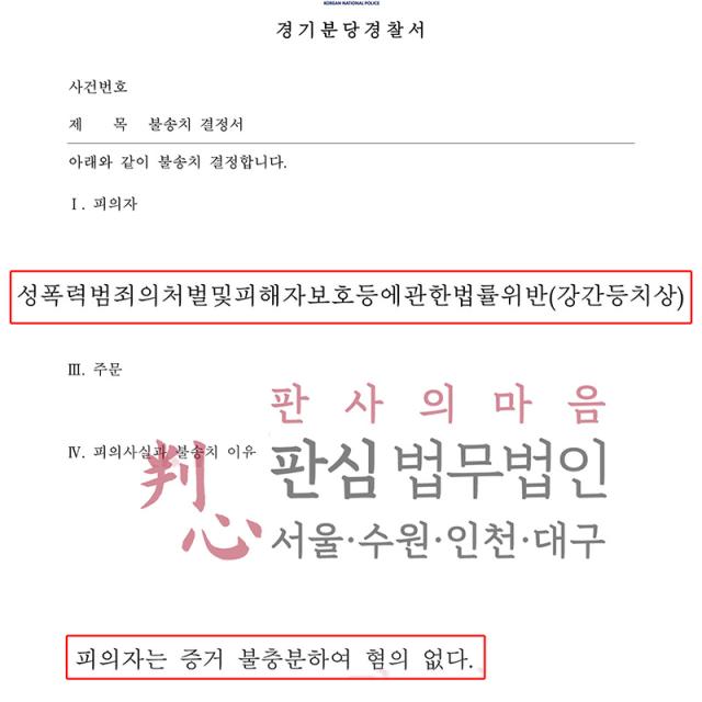 [불송치] 강간치상 | 과거 친족에게 강간해 정신적 상해를 입혔다는 혐의받은 사건, 범행 시점·장소와 객관적 증거를 면밀히 다퉈 불송치